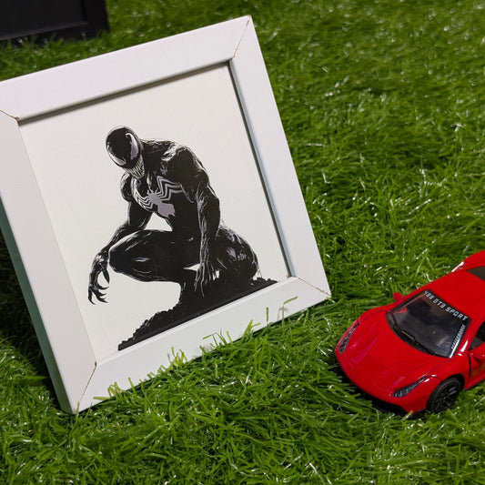 Marvel Venom Collectible Mini Frame | Premium White Glass Frame | Superhero Wall Art & Desk Decor for Collectors